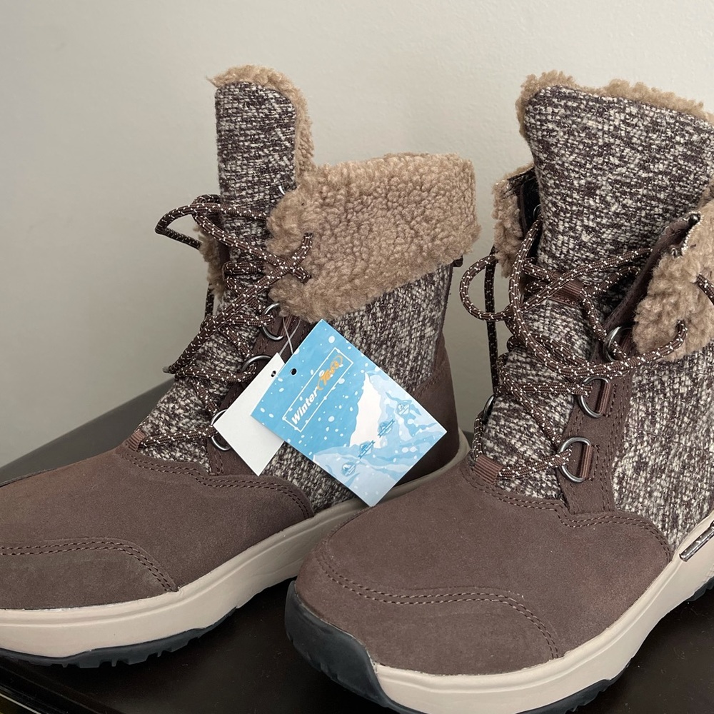 6” Mid Calf Winter Snow Boots, Warm Faux Fur Lined Anti-Slip Waterproof - Picture 4 of 4